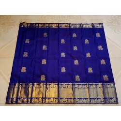 2G Pure Kanjivaram Silk Saree Blue with Gold Zari Pallaku | Wedding & Festive Silk