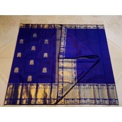 2G Pure Kanjivaram Silk Saree Blue with Gold Zari Pallaku | Wedding & Festive Silk