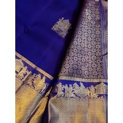 2G Pure Kanjivaram Silk Saree Blue with Gold Zari Pallaku | Wedding & Festive Silk