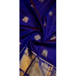 2G Pure Kanjivaram Silk Saree Blue with Gold Zari Pallaku | Wedding & Festive Silk