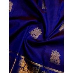 2G Pure Kanjivaram Silk Saree Blue with Gold Zari Pallaku | Wedding & Festive Silk