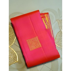 2G Pure Kanjivaram Silk Saree in Hot Pink with Gold Zari | Prahla SilksV