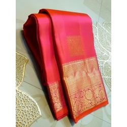 2G Pure Kanjivaram Silk Saree in Hot Pink with Gold Zari | Prahla SilksV