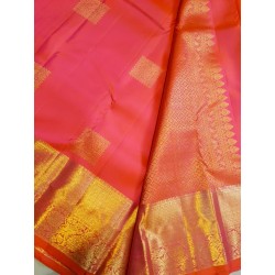 2G Pure Kanjivaram Silk Saree in Hot Pink with Gold Zari | Prahla SilksV