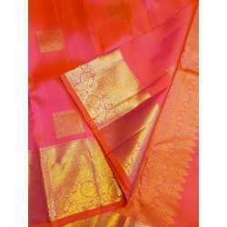 2G Pure Kanjivaram Silk Saree in Hot Pink with Gold Zari | Prahla SilksV