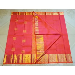 2G Pure Kanjivaram Silk Saree in Hot Pink with Gold Zari | Prahla SilksV