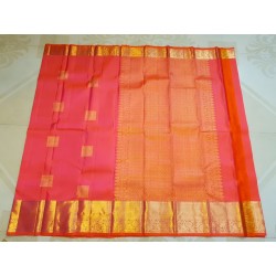 2G Pure Kanjivaram Silk Saree in Hot Pink with Gold Zari | Prahla SilksV