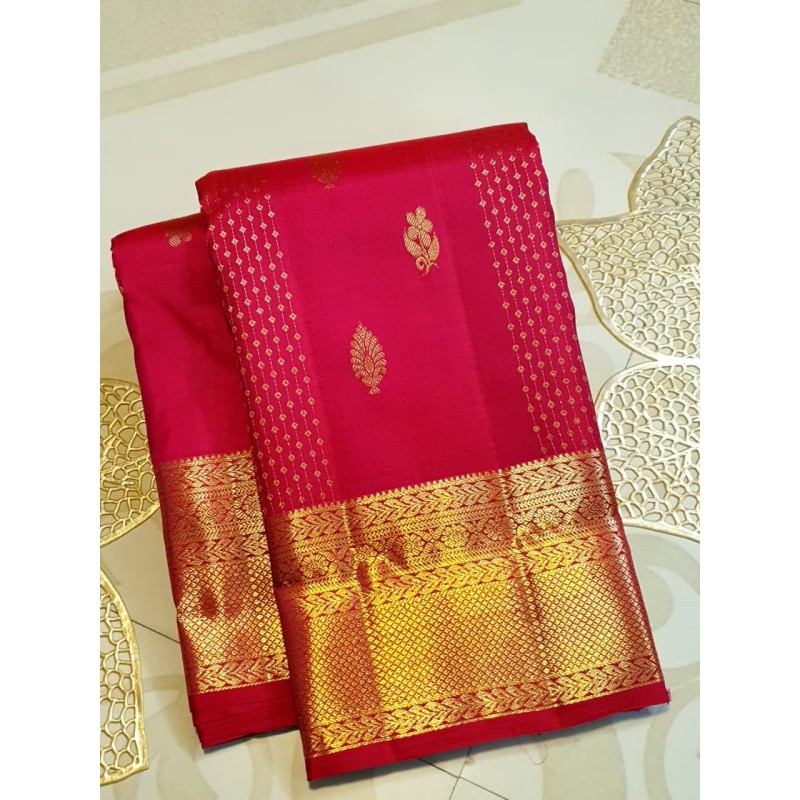 2G Pure Kanjivaram Silk Saree – Red & Gold Zari | Traditional Wedding & Festival Saree