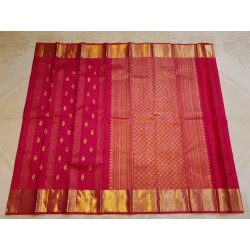 2G Pure Kanjivaram Silk Saree – Red & Gold Zari | Traditional Wedding & Festival Saree