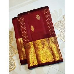 2G Pure Kanjivaram Silk Saree – Deep Maroon with Gold Zari | Bridal