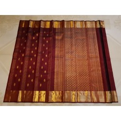 2G Pure Kanjivaram Silk Saree – Deep Maroon with Gold Zari | Bridal