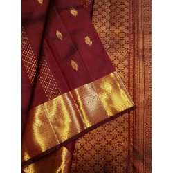 2G Pure Kanjivaram Silk Saree – Deep Maroon with Gold Zari | Bridal