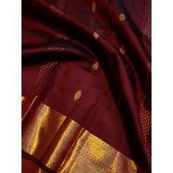 2G Pure Kanjivaram Silk Saree – Deep Maroon with Gold Zari | Bridal