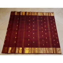 2G Pure Kanjivaram Silk Saree – Deep Maroon with Gold Zari | Bridal