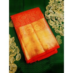 4Gram Chilli Red Pure Zari Kanjivaram Silk Sarees authentic Wedding Silk Saree by Prahla Silks
