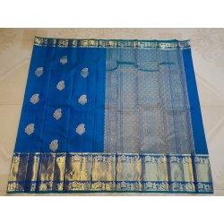 2G Pure Kanjivaram Silk Saree – Teal Blue with Gold Zari Border | Bridal Wedding Silk Saree Online