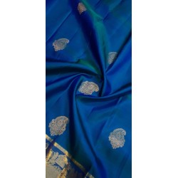 2G Pure Kanjivaram Silk Saree – Teal Blue with Gold Zari Border | Bridal Wedding Silk Saree Online
