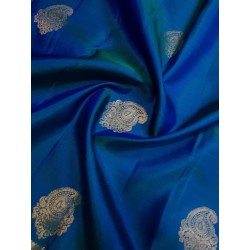 2G Pure Kanjivaram Silk Saree – Teal Blue with Gold Zari Border | Bridal Wedding Silk Saree Online