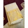 Lord Krishna 2G Kanjivaram Silk Saree – White Butter Color with Rich Pallu | Prahla Silks