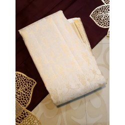 Lord Krishna 2G Kanjivaram Silk Saree – White Butter Color with Rich Pallu | Prahla Silks