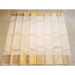 Lord Krishna 2G Kanjivaram Silk Saree – White Butter Color with Rich Pallu | Prahla Silks