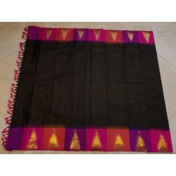 2G Kanjivaram Korvai Silk Saree - Black Pink | 8 Kol Vairaoosi Temple Border – Prahla Silks