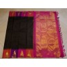 2G Kanjivaram Korvai Silk Saree - Black Pink | 8 Kol Vairaoosi Temple Border – Prahla Silks