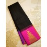2G Kanjivaram Korvai Silk Saree - Black Pink | 8 Kol Vairaoosi Temple Border – Prahla Silks