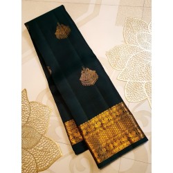 2G Pure Kanjivaram Silk Saree – Bottle Green with Grand Gold Zari Border