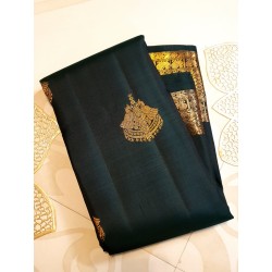 2G Pure Kanjivaram Silk Saree – Bottle Green with Grand Gold Zari Border