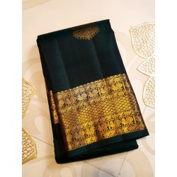 2G Pure Kanjivaram Silk Saree – Bottle Green with Grand Gold Zari Border