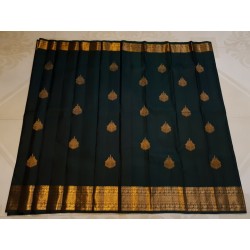 2G Pure Kanjivaram Silk Saree – Bottle Green with Grand Gold Zari Border