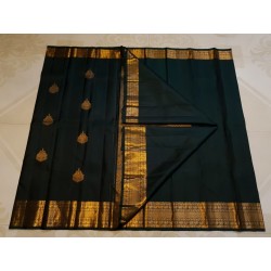 2G Pure Kanjivaram Silk Saree – Bottle Green with Grand Gold Zari Border