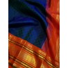 2G Pure Kanjivaram Silk Saree – Royal Blue with Orange Gold Zari Border