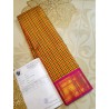 4G Pure Kanjivaram Silk Saree – Rose Yellow & Green Checks with Pink Gold Zari Border