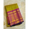 2G Pure Kanjivaram Silk Saree Elachi Green with Pink Gold Zari Border | Prahla Silks