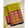 2G Pure Kanjivaram Silk Saree Elachi Green with Pink Gold Zari Border | Prahla Silks