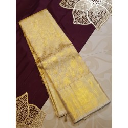 Pure Gold Kanjivaram Silk Saree with Rich Zari Weaving