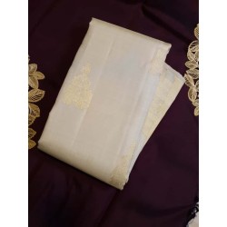 2G Pure Kanjivaram Silk Saree – Ivory Cream with Rich Gold Zari Border