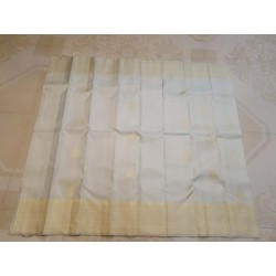 2G Pure Kanjivaram Silk Saree – Ivory Cream with Rich Gold Zari Border