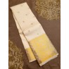 2G Pure Kanjivaram Silk Saree | Ivory Cream with Rich Gold Zari Border - Prahla Silks