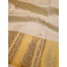2G Pure Kanjivaram Silk Saree | Ivory Cream with Rich Gold Zari Border - Prahla Silks