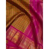 4G Pure Kanjivaram Silk Saree – Rose Yellow & Green Checks with Pink Gold Zari Border