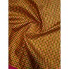 4G Pure Kanjivaram Silk Saree – Rose Yellow & Green Checks with Pink Gold Zari Border
