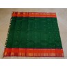 4G Pure Kanjivaram Silk Saree – Green with Orange Border & Gold Zari