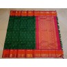 4G Pure Kanjivaram Silk Saree – Green with Orange Border & Gold Zari