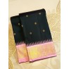 2G Pure Kanjivaram Silk Saree Dark Green with Pink Zari Border | Prahla Silks