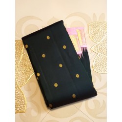 2G Pure Kanjivaram Silk Saree Dark Green with Pink Zari Border | Prahla Silks