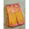 2G Pure Kanjivaram Silk Saree – Peach Pink with Rich Gold Zari Border