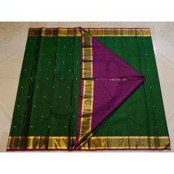 2G Pure Kanjivaram Silk Saree – Emerald Green with Rich Gold Zari Border